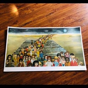 Big Eyes 1963 Margaret Walter Keane Vintage Large Lithograph Print Midcentury